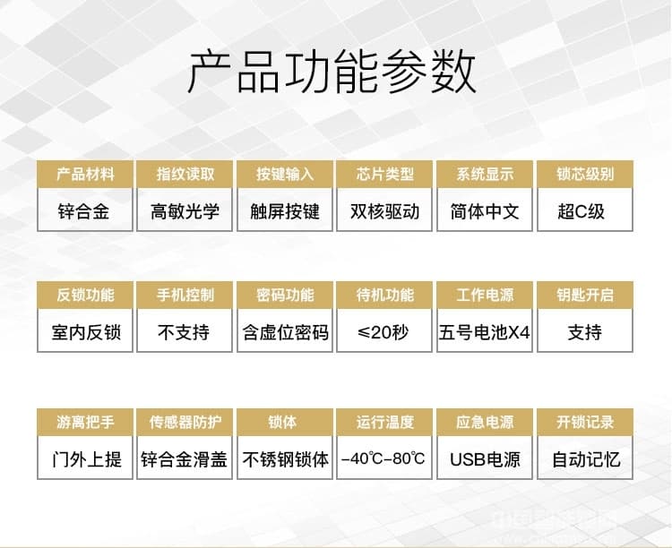 smarda指纹锁 超C级叶片锁芯指纹锁 防盗门指纹密码锁