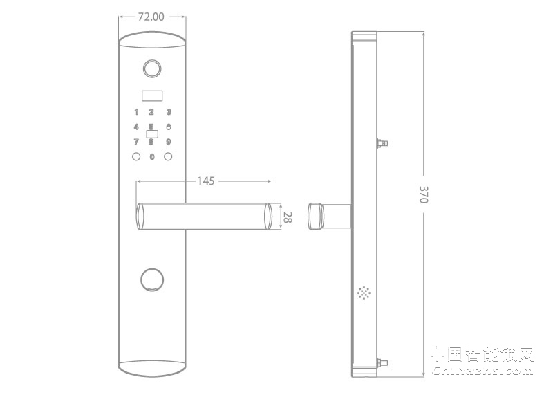 箭牌智能指纹密码锁黑梵A902 直板不锈钢一体冲压智能锁