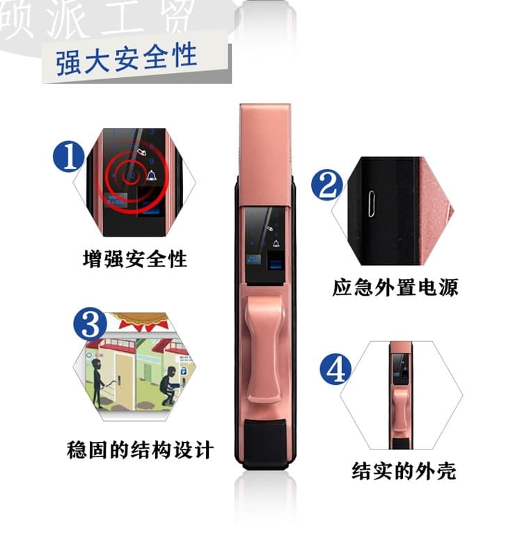 硕派木门智能电子密码锁 滑盖指纹锁