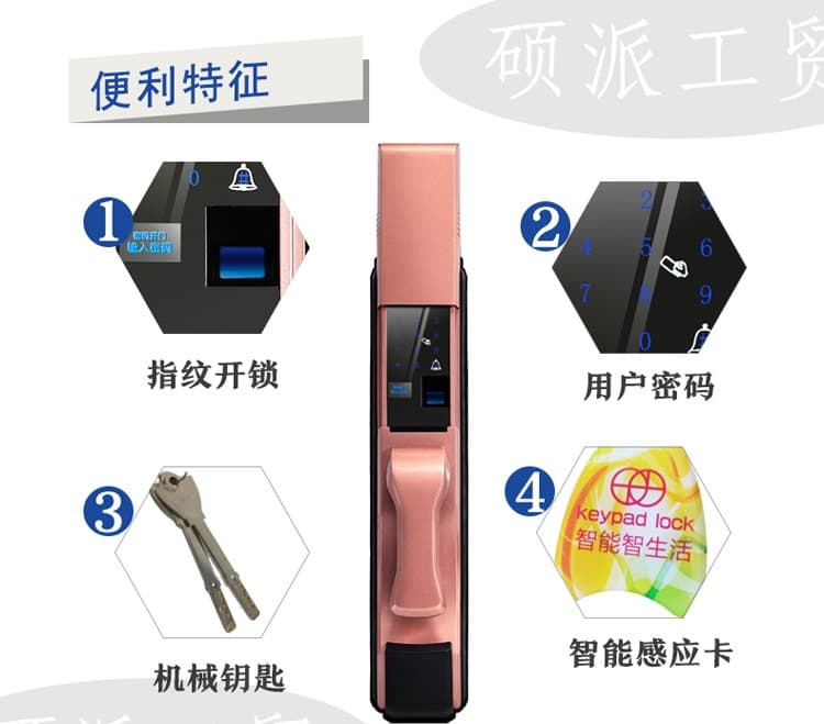硕派木门智能电子密码锁 滑盖指纹锁