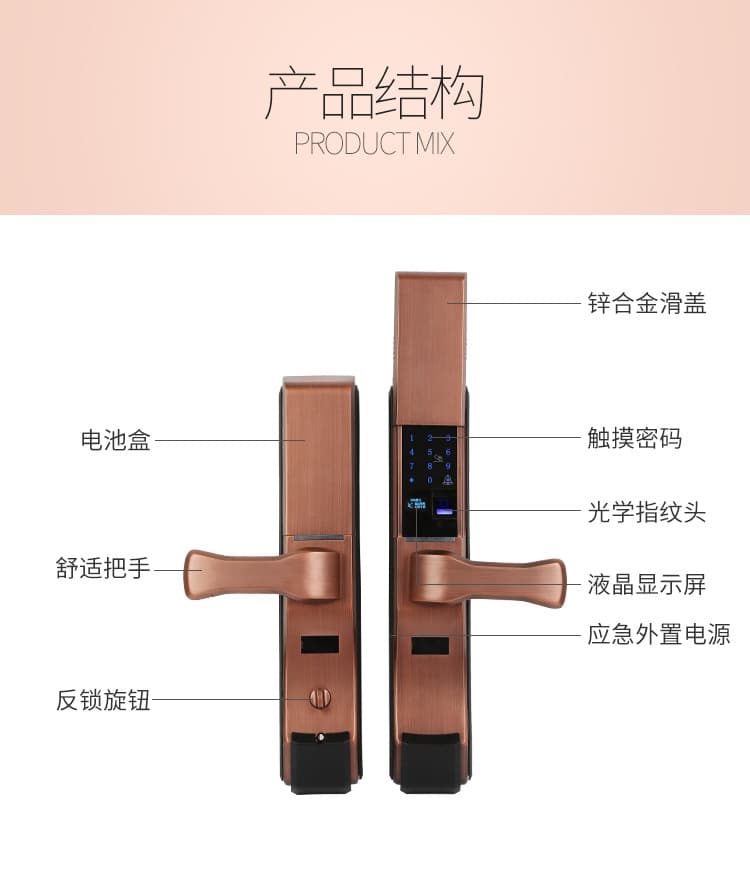 硕派手机远程电子锁 家用防盗门指纹锁