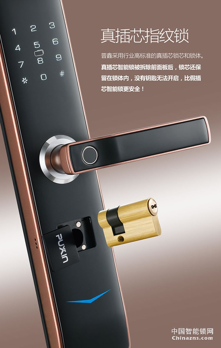 普鑫智能指纹密码锁 家用防盗门锁 大门磁卡感应电子锁