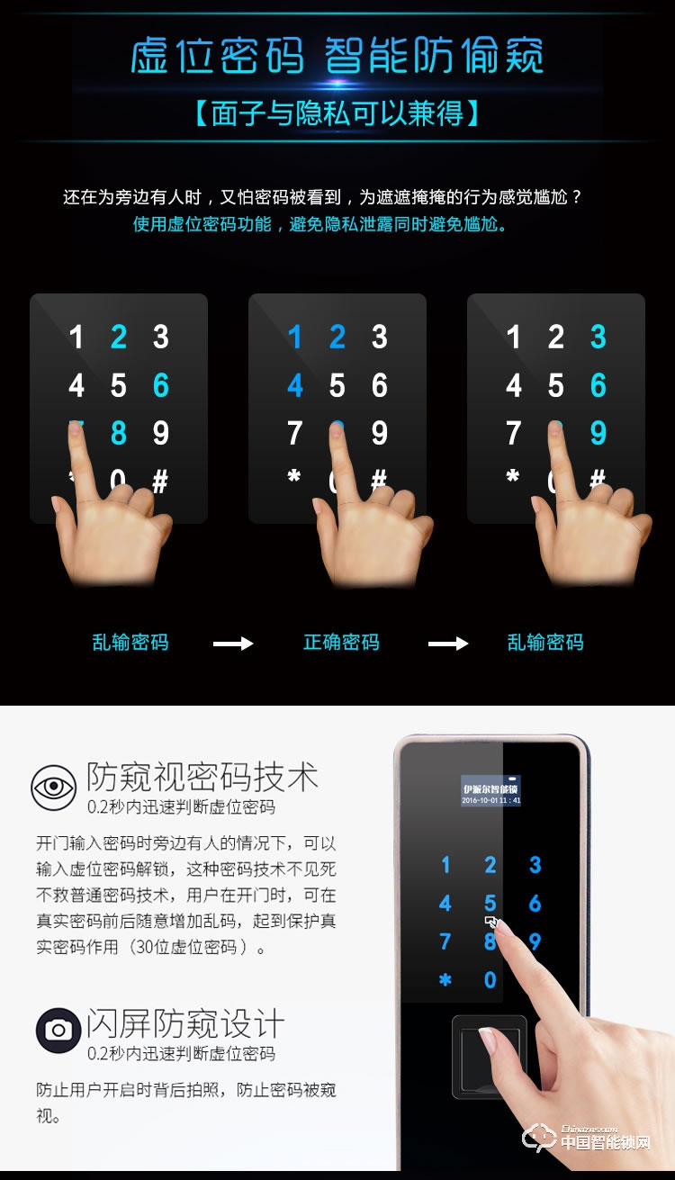 伊派尔指纹锁 智能锁密码锁刷卡锁 家用大门防盗电子锁
