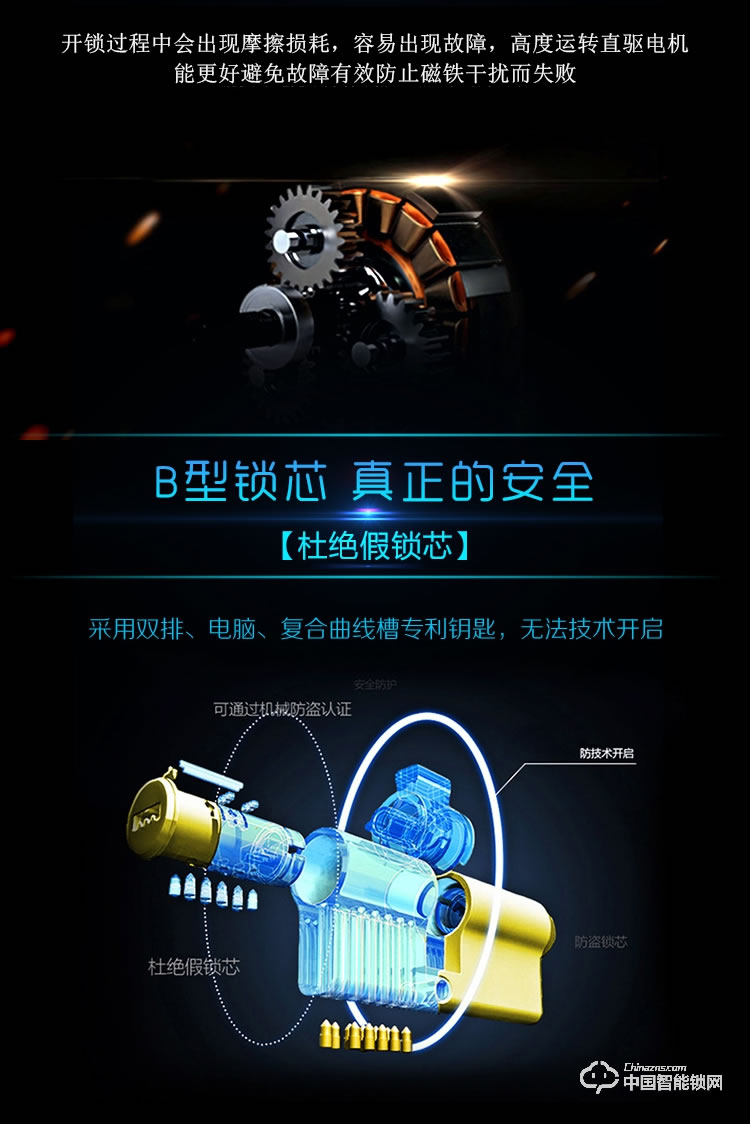 伊派尔滑盖指纹锁 智能门锁电子锁 防盗门智能锁