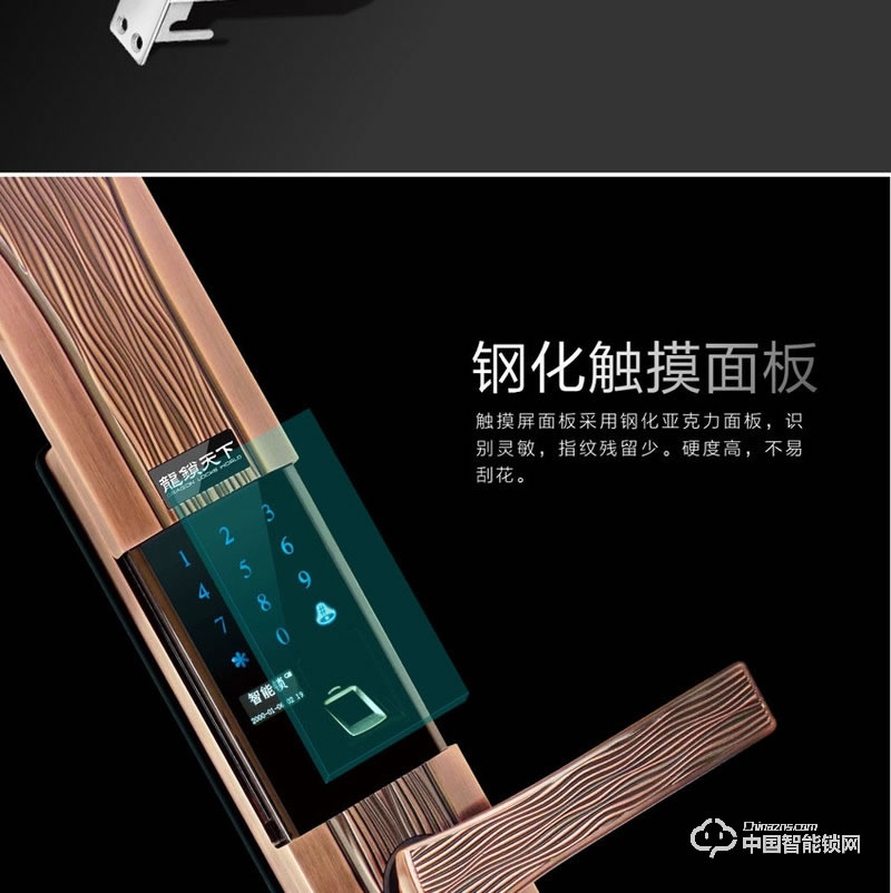 龙锁天下智能锁 滑盖指纹密码锁 防盗门智能锁Z08
