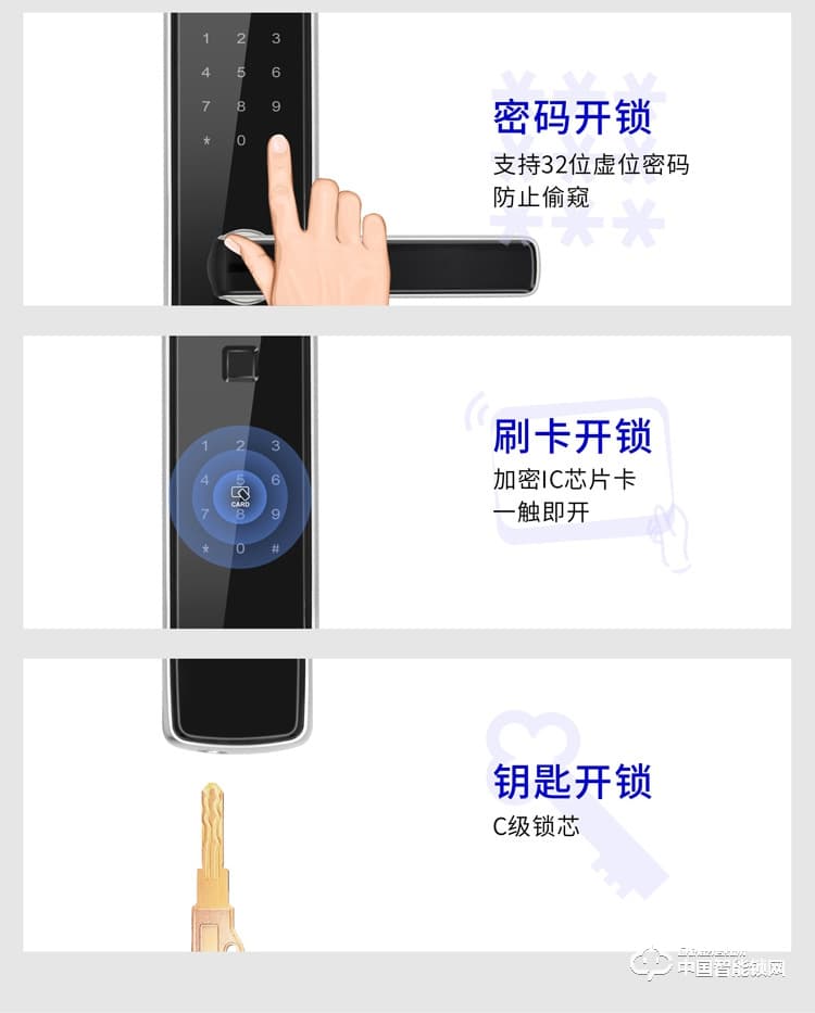 龙锁天下智能锁 防盗门指纹密码锁 直板智能门锁M05