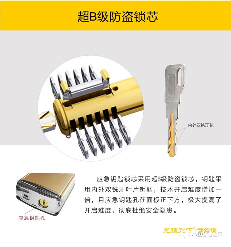 龙锁天下智能锁 指纹密码锁 防盗门锁 电子刷卡锁Z09