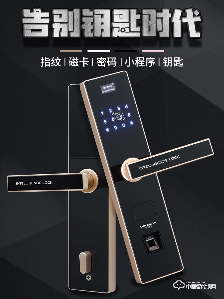 迪克曼智能锁 防盗锁新款家用智能锁滑盖锁刷卡锁A8