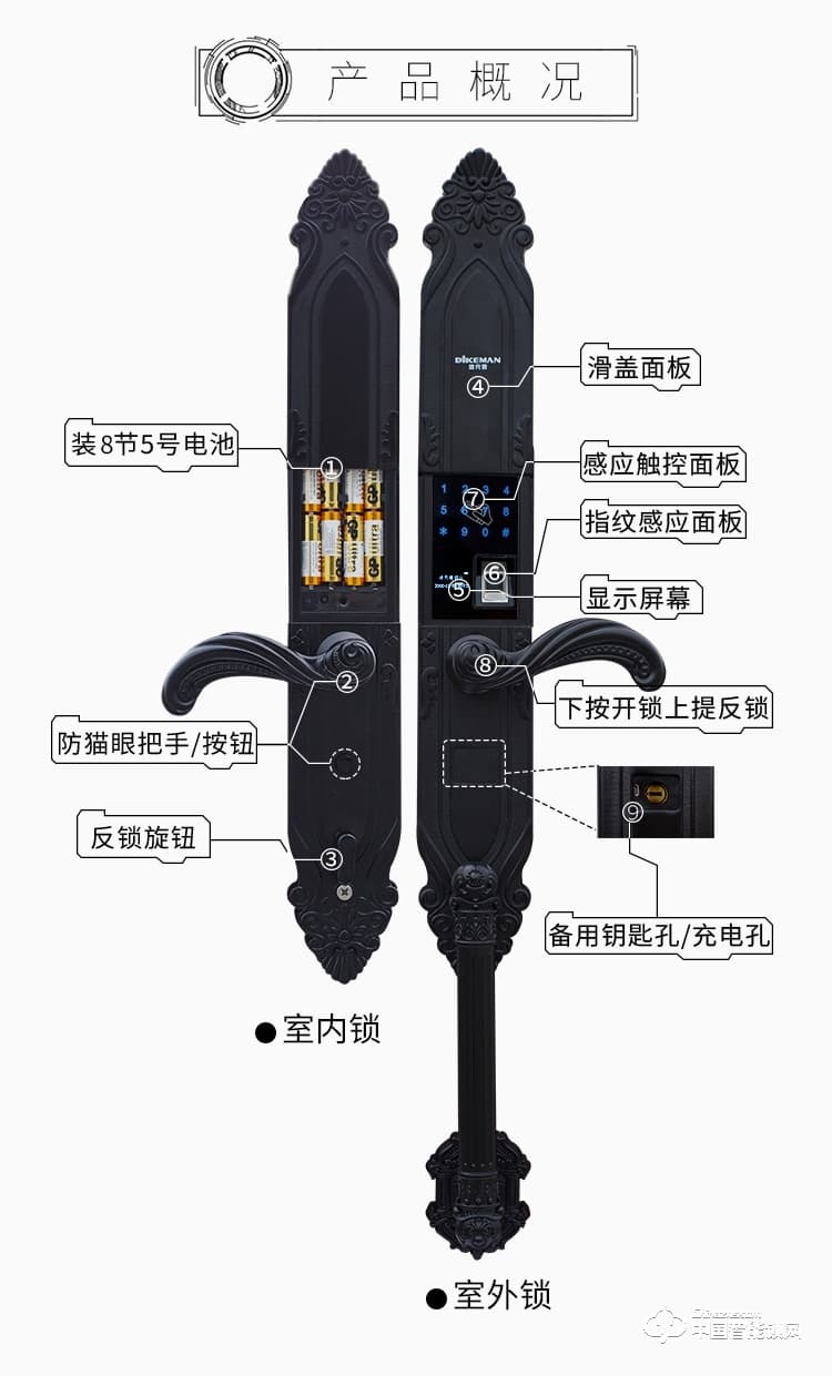 迪克曼智能锁 智能锁滑盖锁刷卡锁A6
