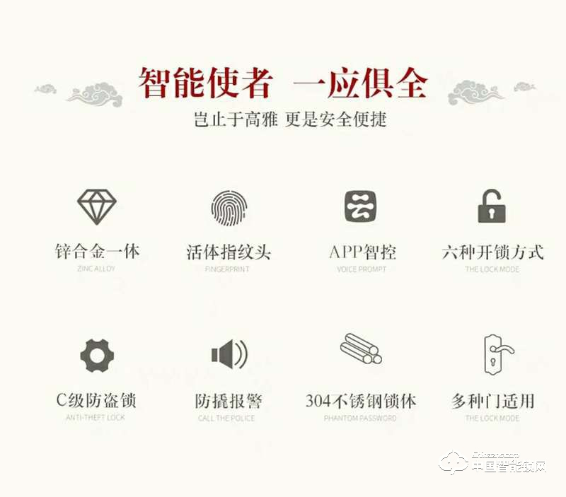 智得利智能锁 滑盖指纹密码锁 防盗门智能锁A-330