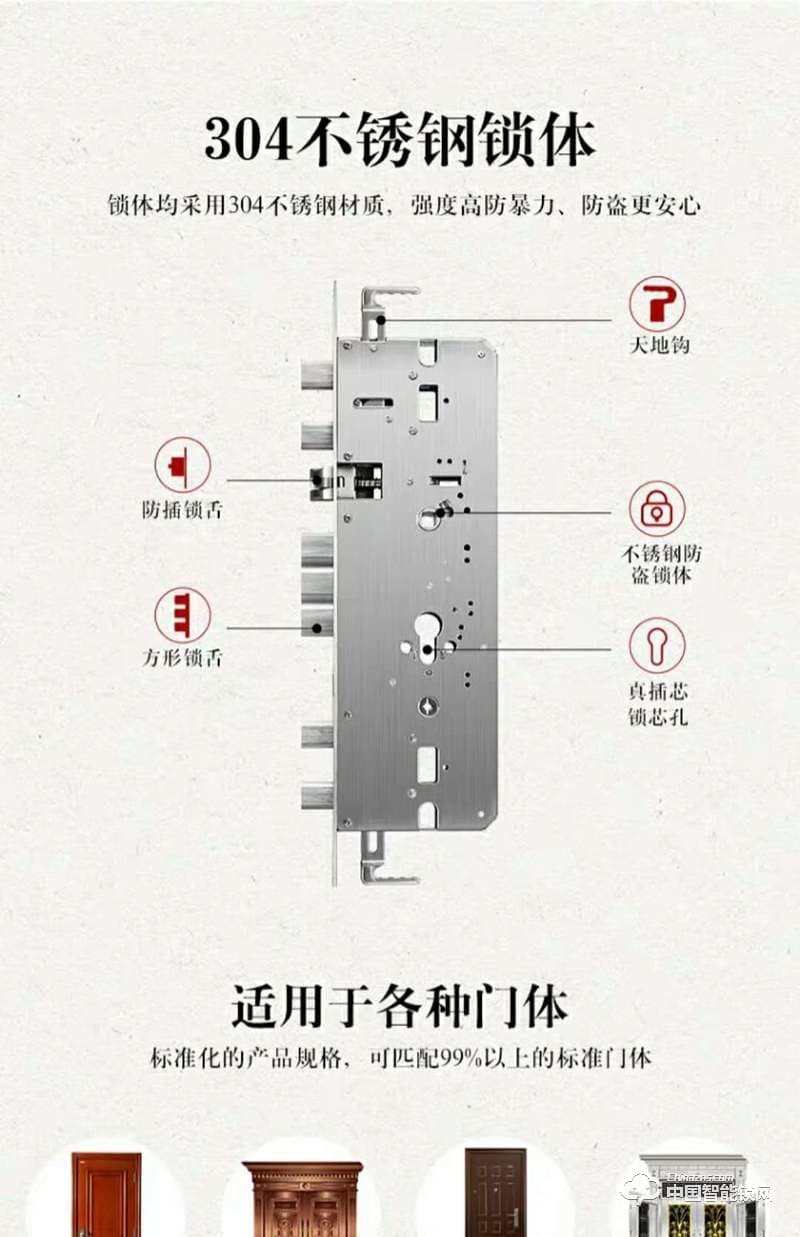 智得利智能锁 滑盖指纹密码锁 防盗门智能锁A-330