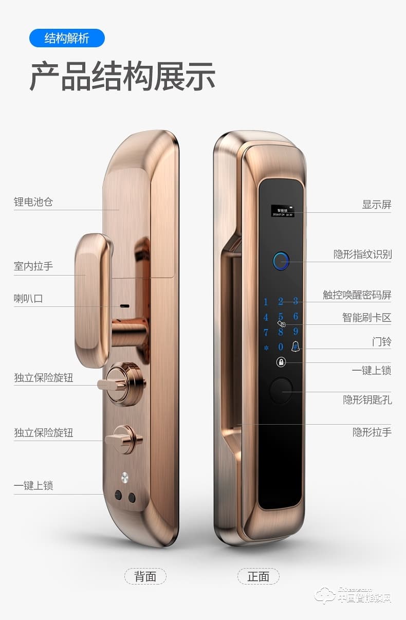 弘顾智能锁 H002通用型密码电子锁全自动刷卡感应