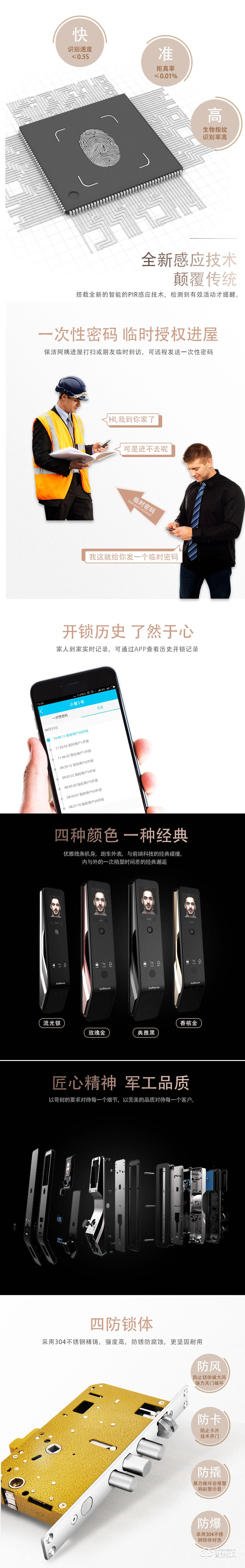 森莱智联智能锁 人脸识别全自动智能锁指纹锁
