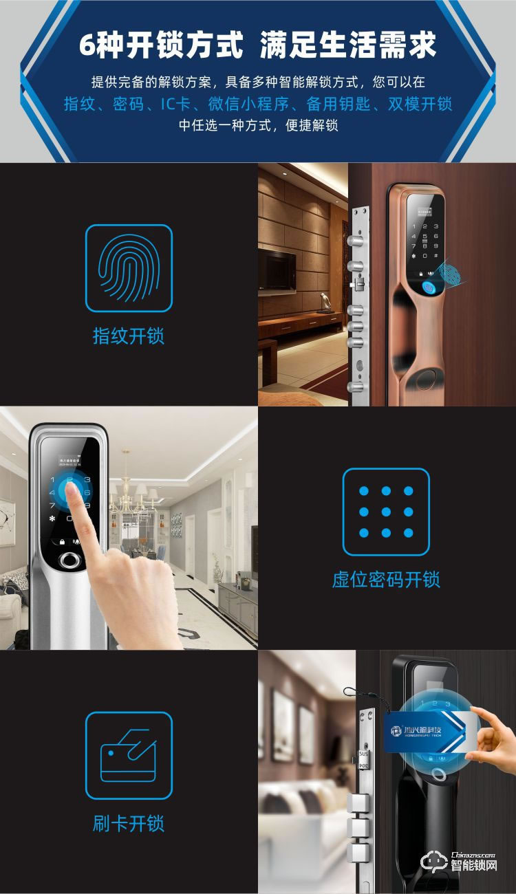 鸿兴福智能锁 A9002全自动智能指纹锁