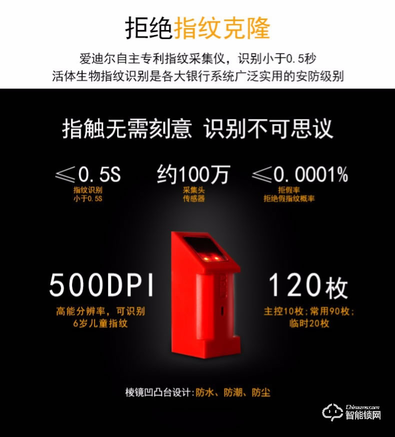 爱迪尔指纹锁 LS9型办公木门指纹感应锁