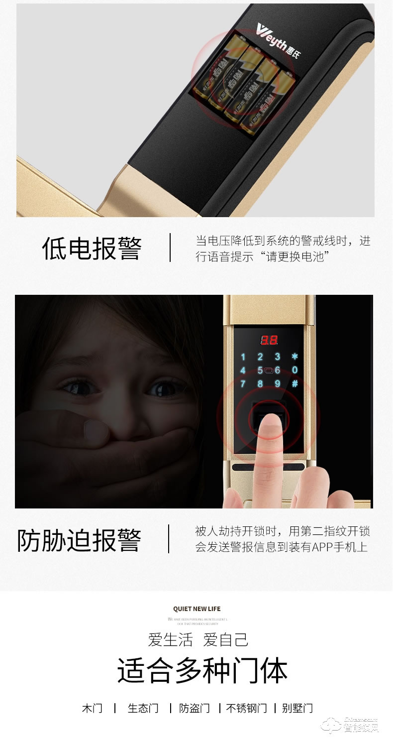 惠氏智能锁 X1手机APP智控房门智能锁