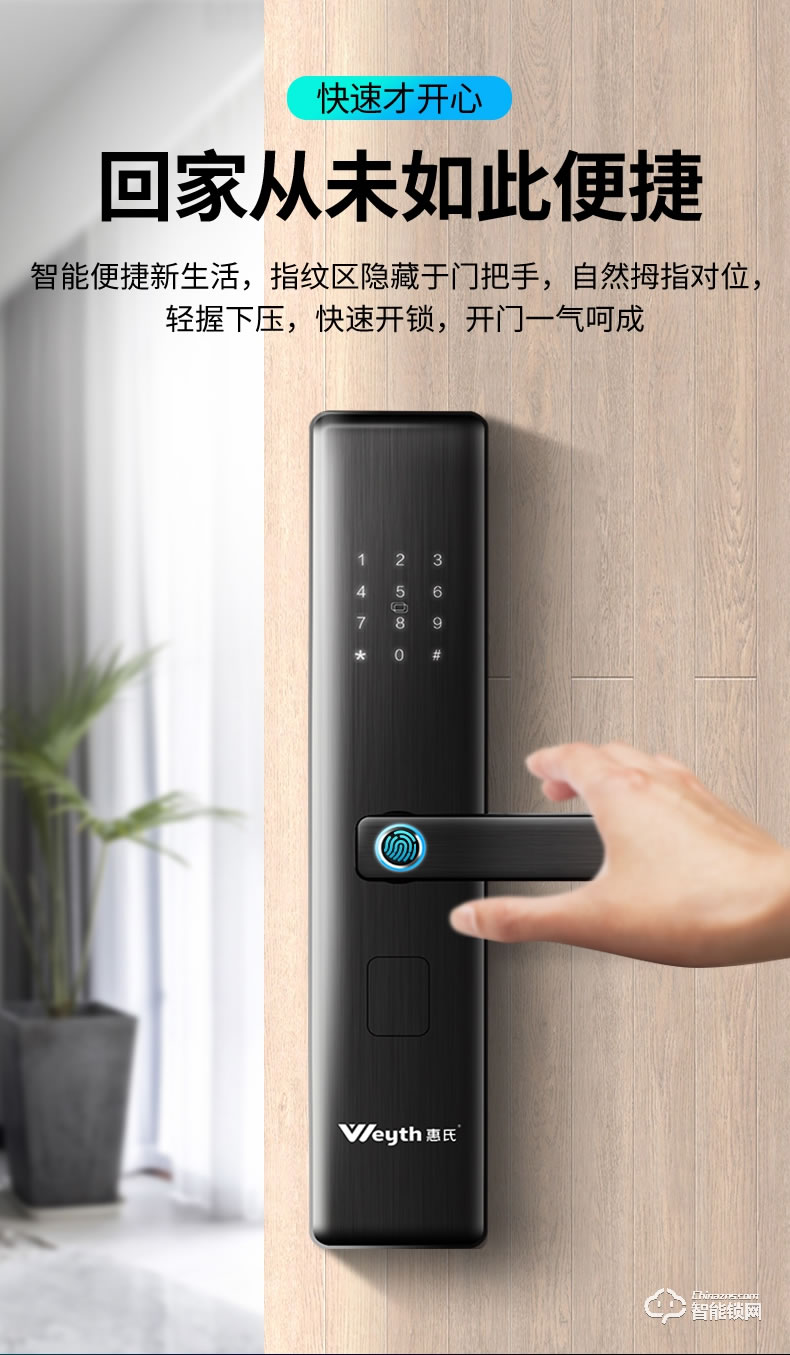 惠氏智能锁 H18智能指纹锁家用防盗门锁