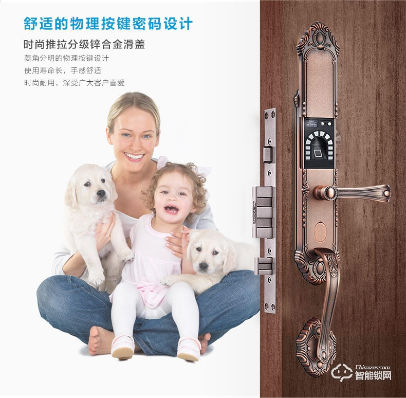 中霸智能锁 B57指纹密码锁 别墅门防盗智能锁