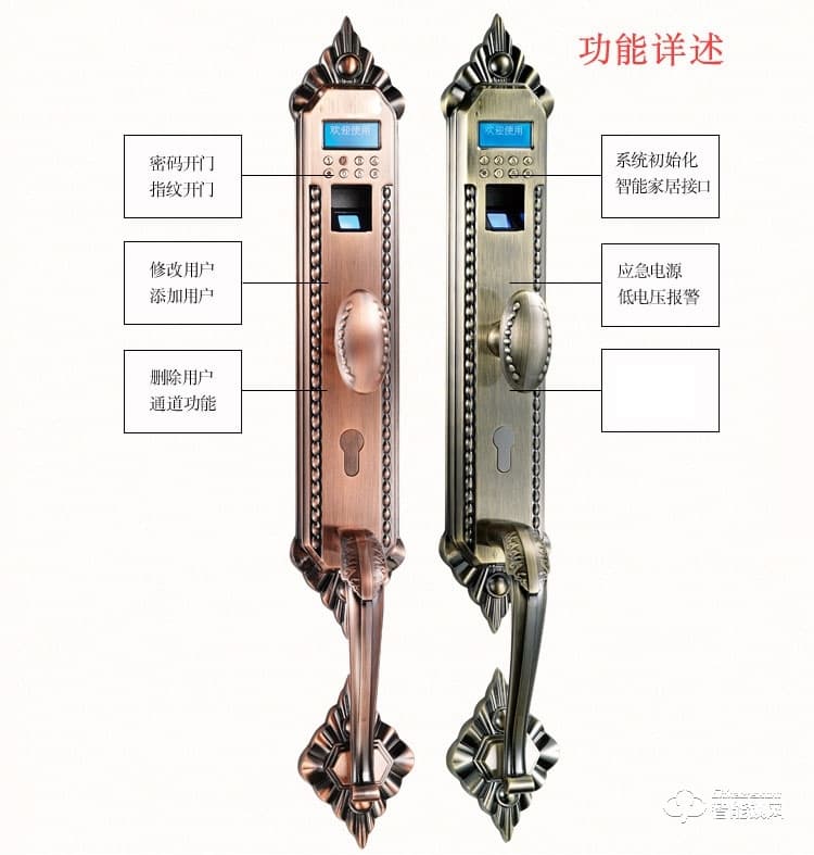 中霸智能锁 B67指纹密码锁 别墅智能门锁