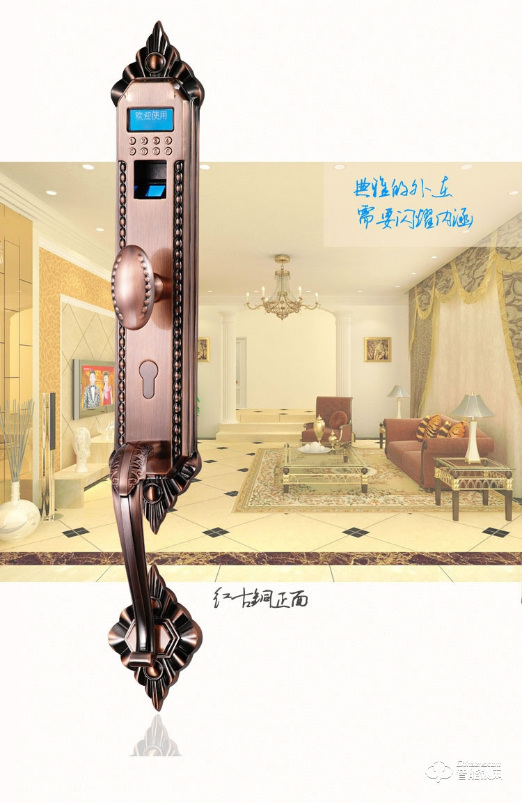 中霸智能锁 B67指纹密码锁 别墅智能门锁
