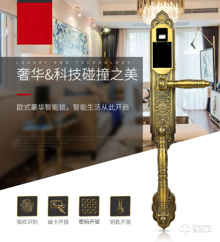 中霸智能锁 B77别墅门指纹密码锁