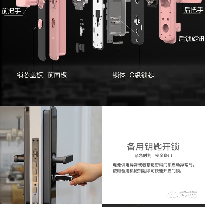 国民安全智能锁 V3虚位密码锁家用指纹锁
