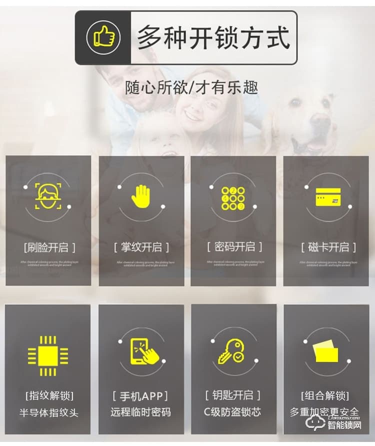 顶吉智能锁 TOP300R人脸识别门锁智能锁指纹密码锁