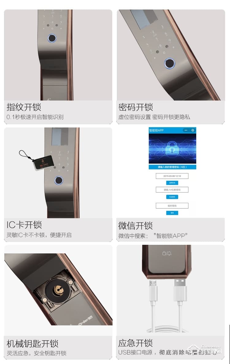 顶吉智能锁 TOP300R人脸识别门锁智能锁指纹密码锁