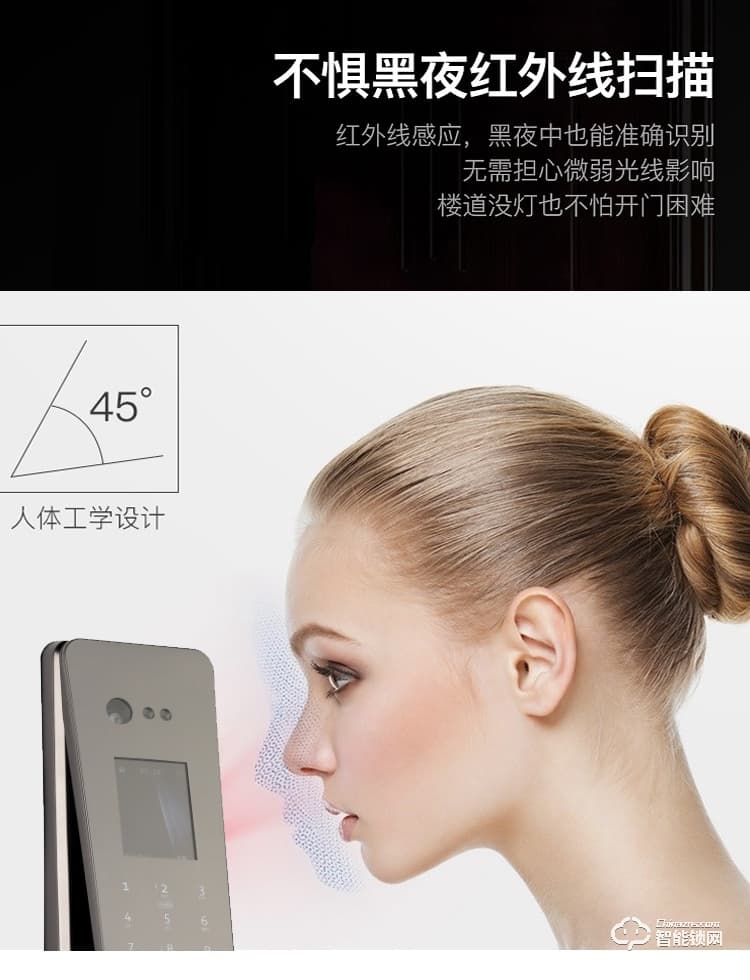 顶吉智能锁 TOP300R人脸识别门锁智能锁指纹密码锁