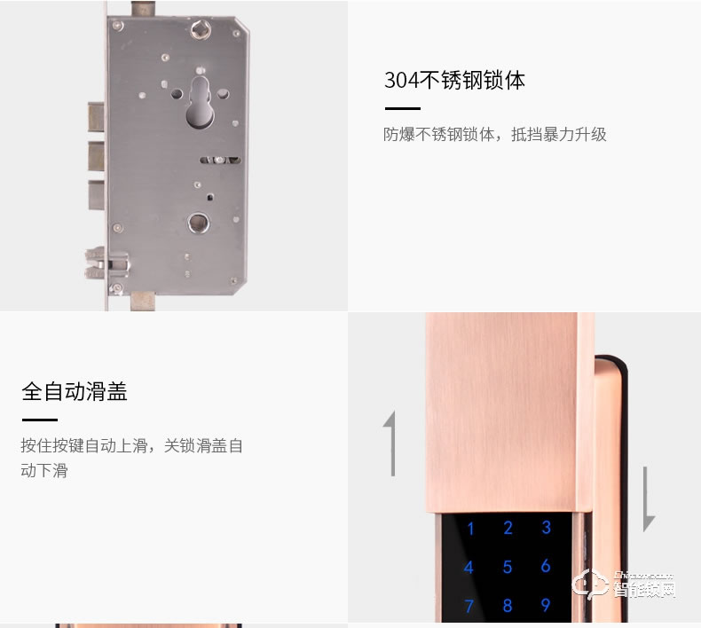 腾飞指纹锁 家用密码锁推拉式防盗门智能感应锁