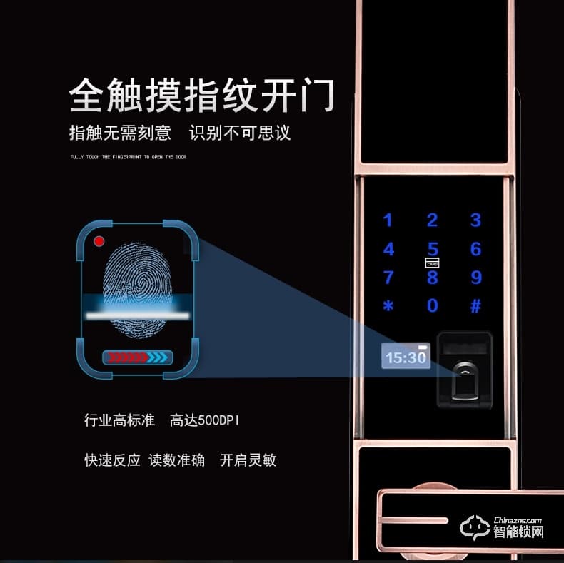腾飞指纹锁 家用办公室内卧室房门大门电子防盗门锁
