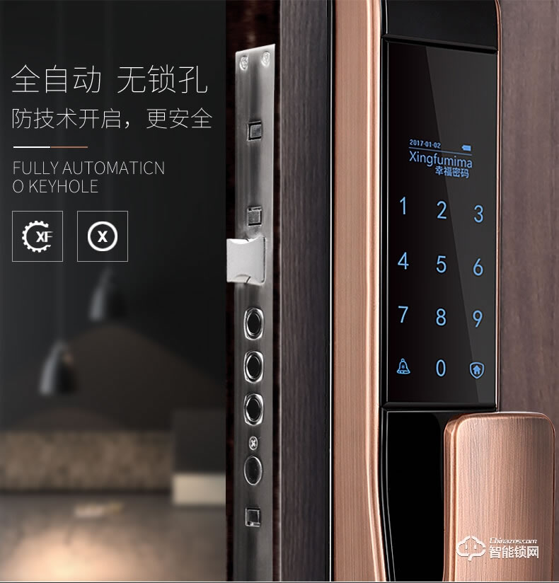 皇佳金指缘智能锁 D6209刷卡防窥视指纹锁