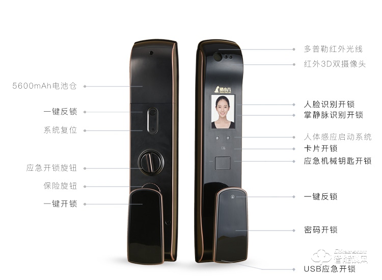 锁小八指纹锁 R2人脸识别全自动智能锁