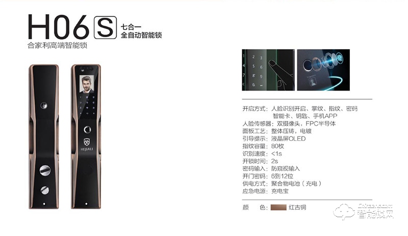 合家利智能锁 H06S人脸识别开启智能锁