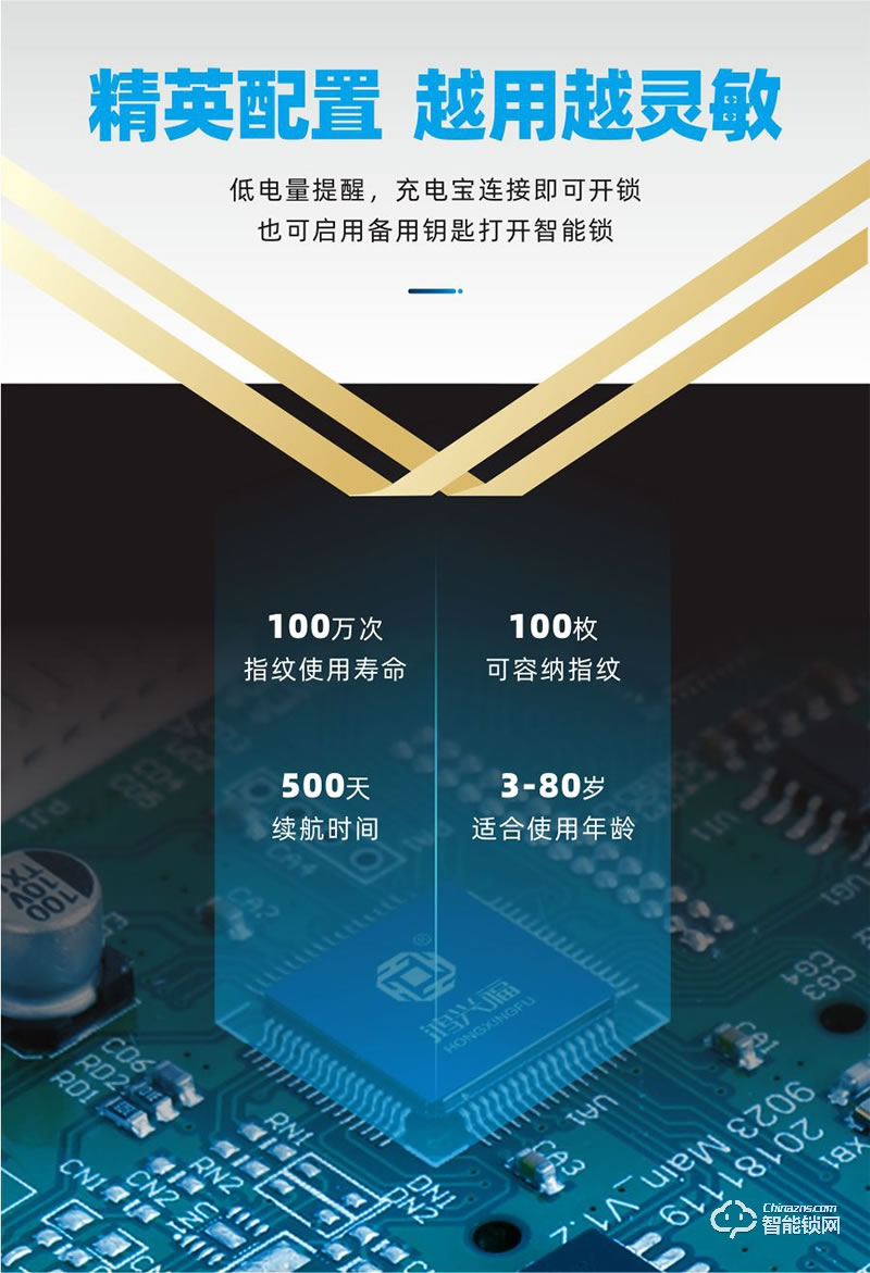 鸿兴福智能锁 H6002全自动滑盖智能指纹锁