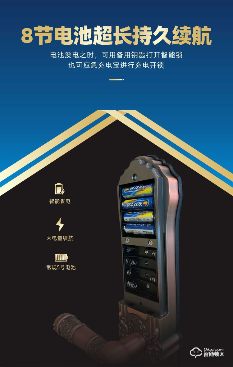 鸿兴福智能锁 D16高端别墅滑盖智能密码锁