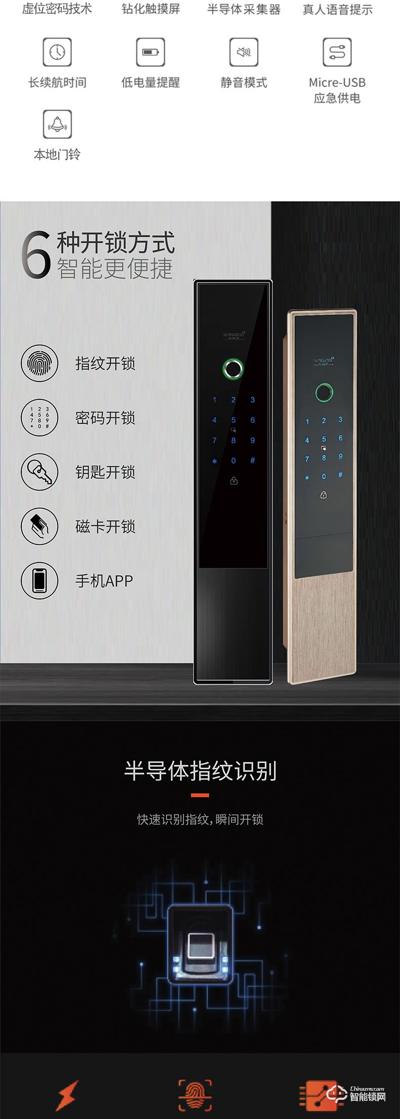 美利保智能锁 M700直板密码智能锁
