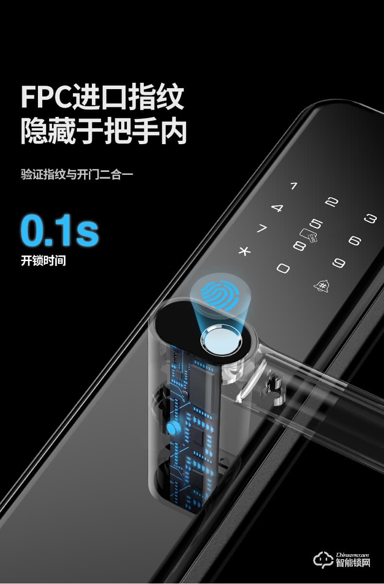 AOC智能锁 H8一握开家用防盗门智能门锁