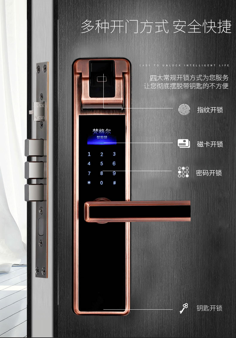 佰德龙智能锁 239家用防盗门电子密码锁