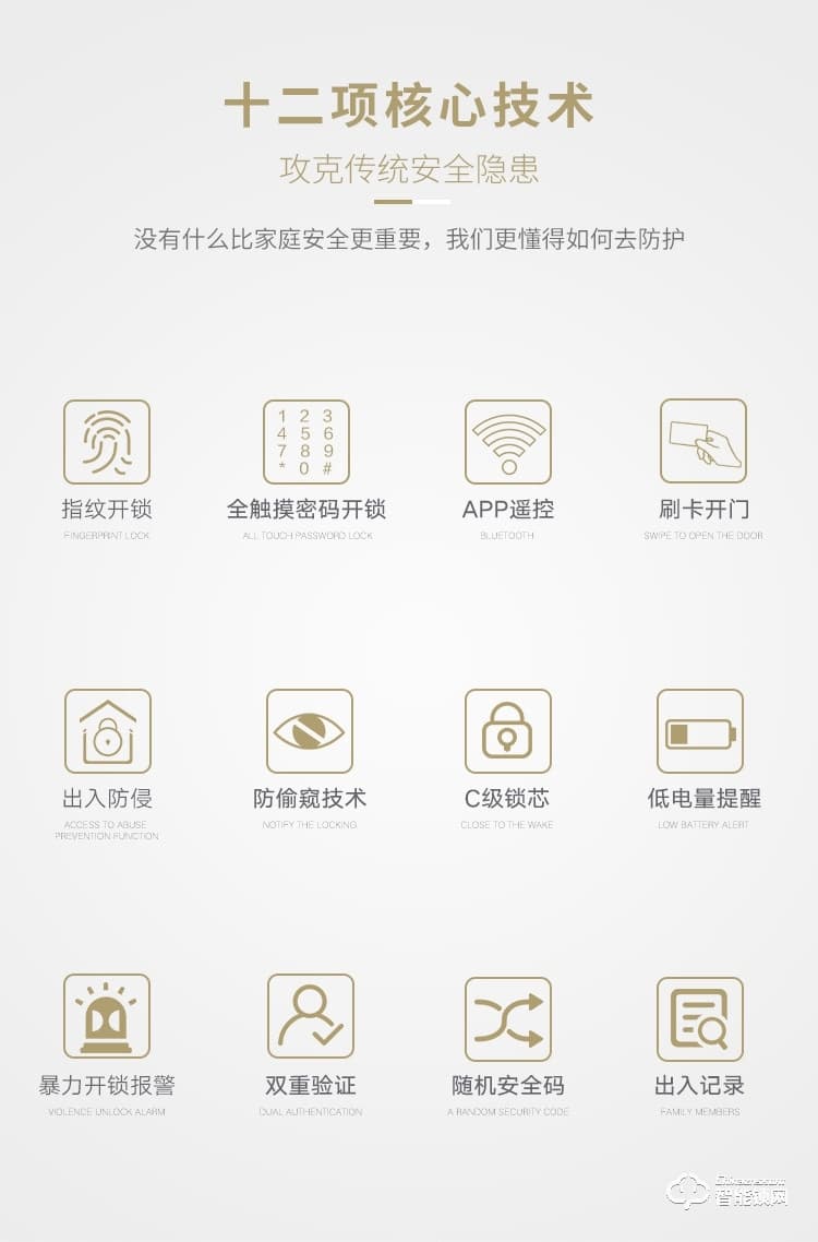 艾创米智能锁 D1欧式古典家用防盗门密码锁