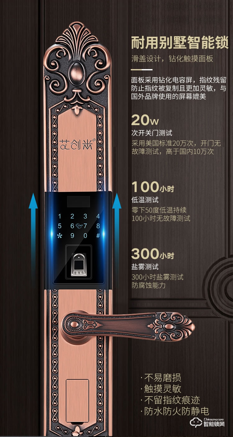 艾创米智能锁 D1欧式古典家用防盗门密码锁