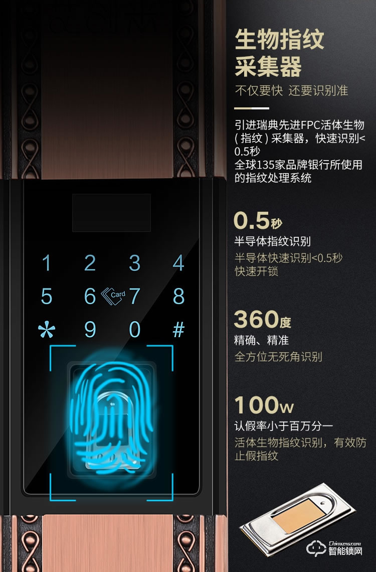 艾创米智能锁 D1欧式古典家用防盗门密码锁