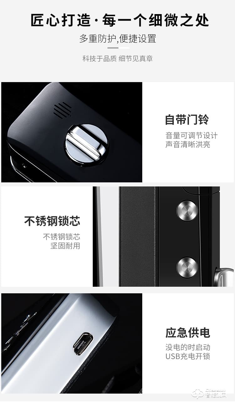 艾创米智能锁 B999办公室单双门免开孔刷卡密码锁