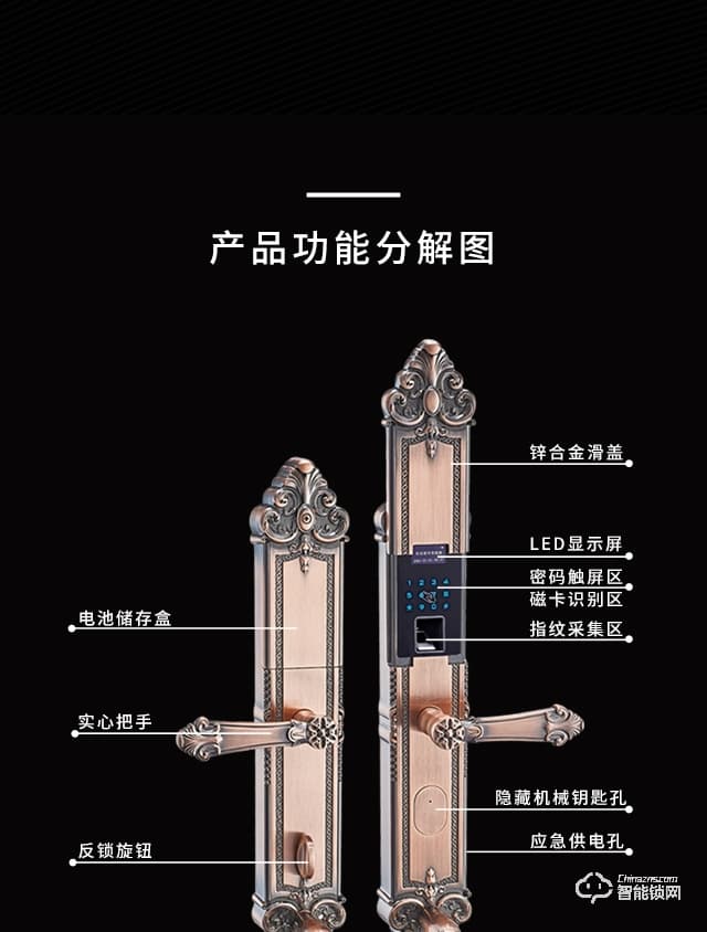西红仕智能锁 V7豪华别墅指纹密码磁卡锁