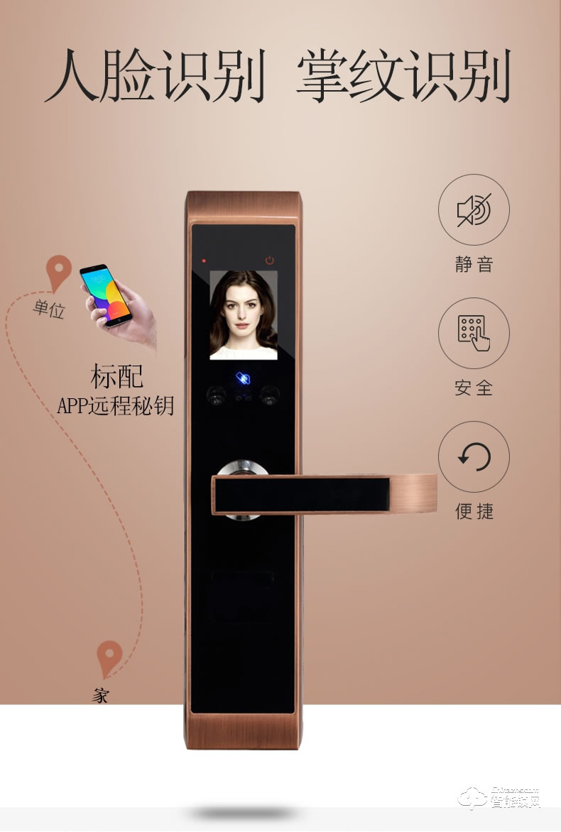 纽冠智能锁 F8家用防盗门人脸识别门锁指纹锁