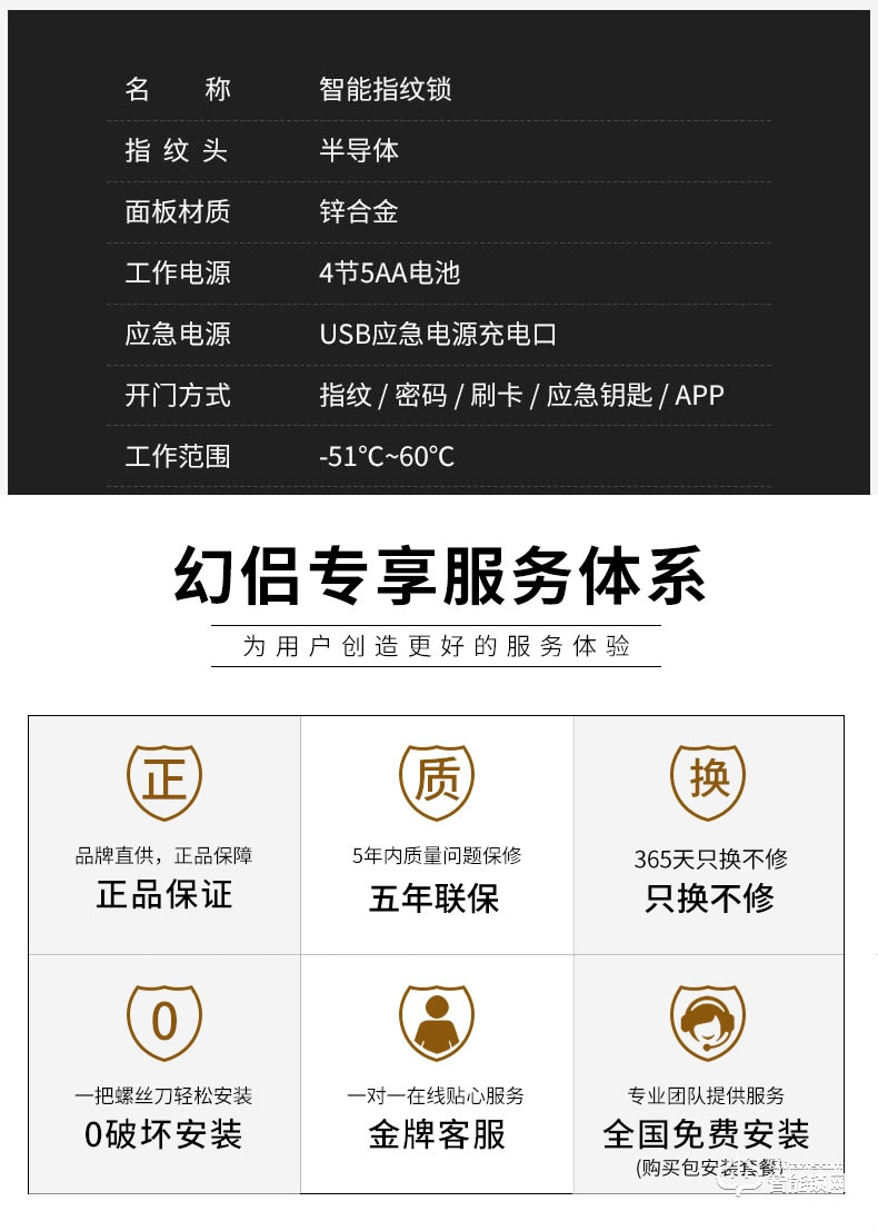 幻侣智能锁 龙头别墅门全自动双开门智能密码锁