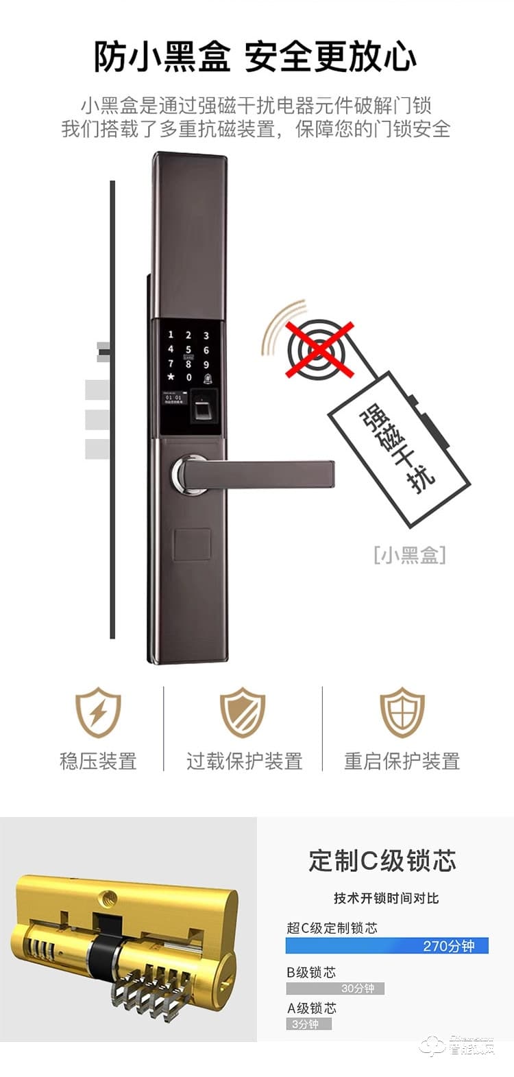 致能家智能锁 note6s自动滑盖家用指纹密码锁