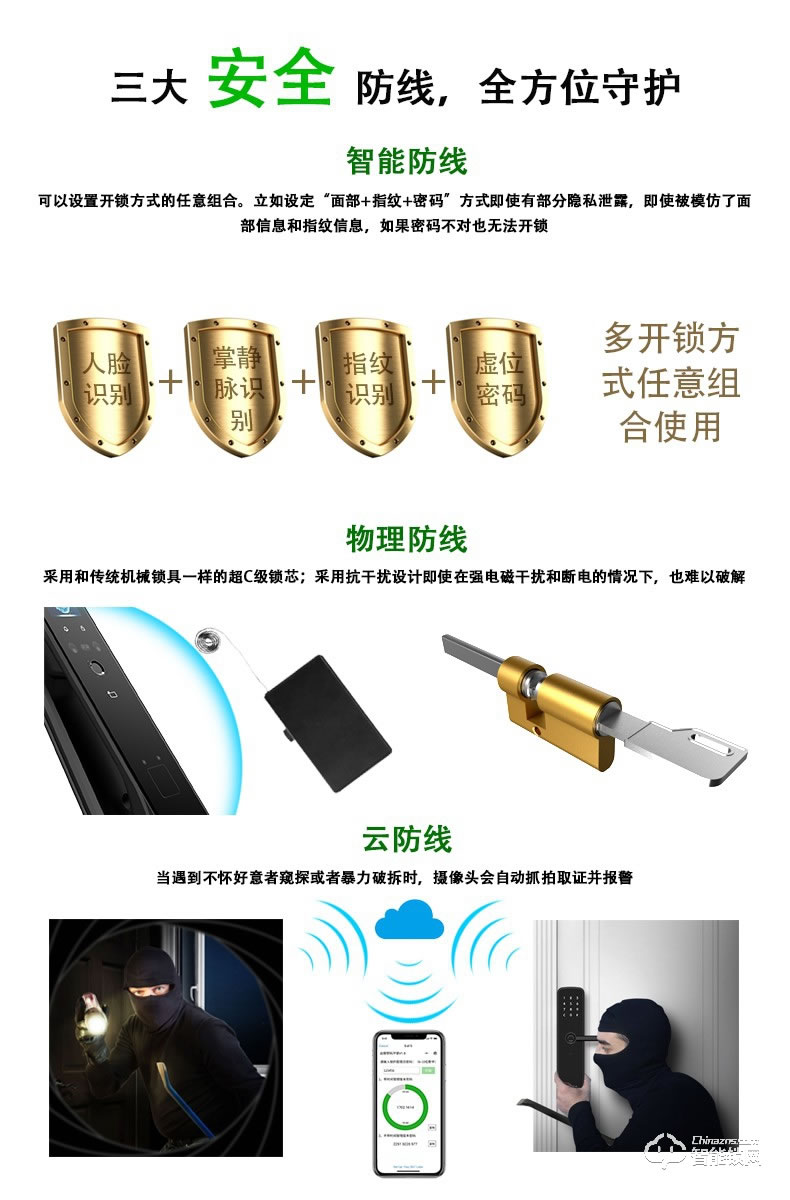 开心橙智能锁 KXC-F8全自动人脸识别智能门锁