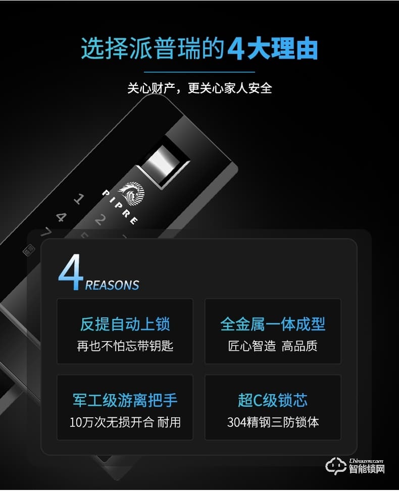 派普瑞智能锁 Q1防盗门家用密码锁刷卡锁