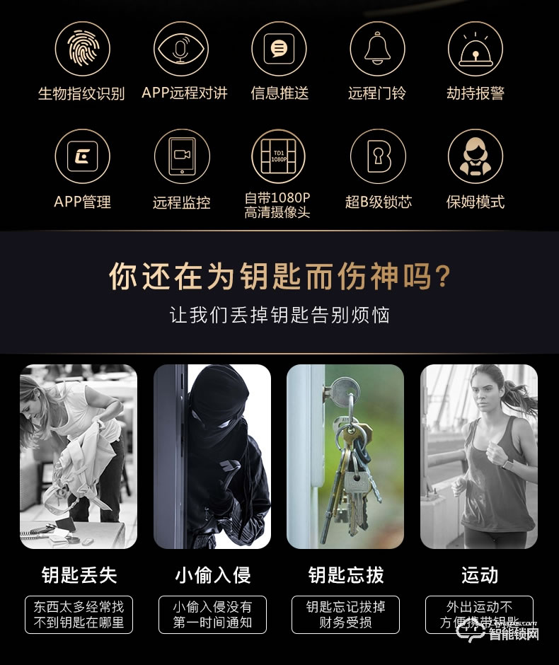 乐橙智能锁 K5远程监控电子密码智能门锁